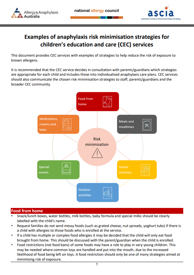 NAC risk minimisation strategies CEC