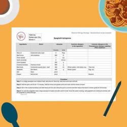 Standardised recipe template