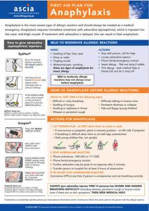 First aid plan for anaphylaxis poster