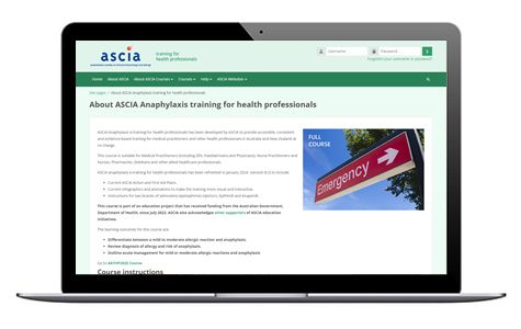 ASCIA anaphylaxis e-training health professionals